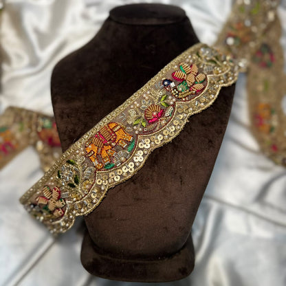 Traditional Peacock Motif Embroidery Lace Trim for Ethnic Wear