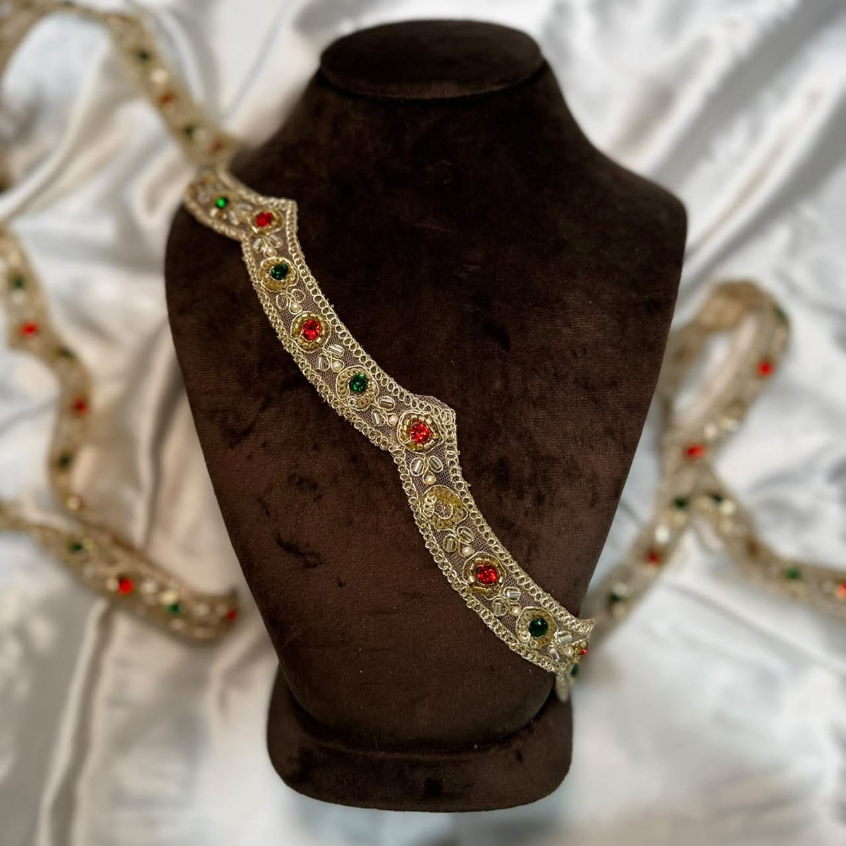 Bridal Handwork Zari Stone Lace Border
