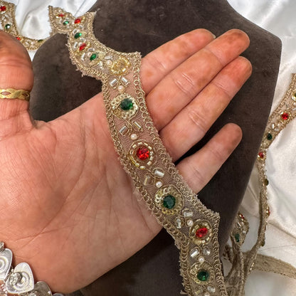 Bridal Handwork Zari Stone Lace Border