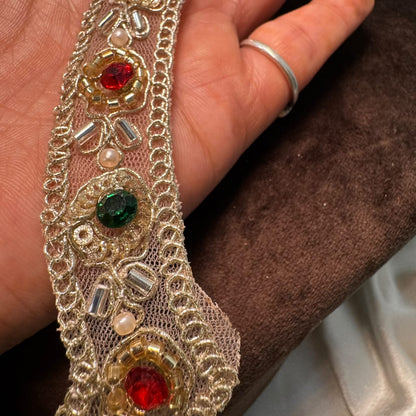 Bridal Handwork Zari Stone Lace Border