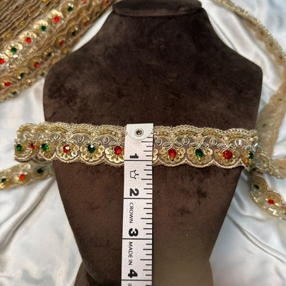 Floral Embroidery Lace Trim for Ethnic Wear and Wedding Outfits