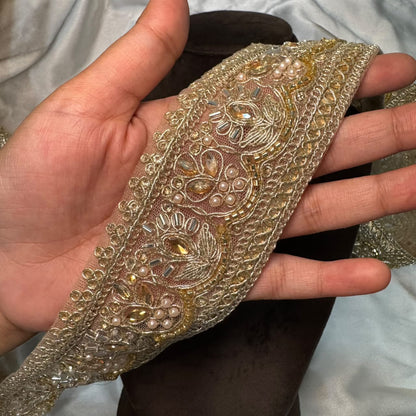 Intricate Floral Nakshi Handwork Lace Patti