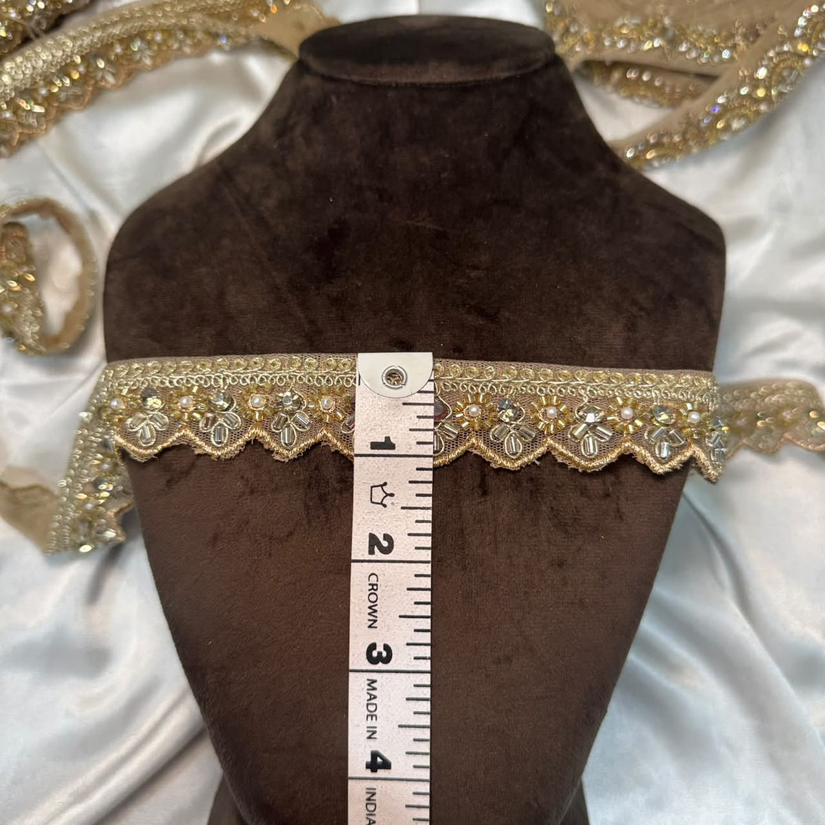 Festive Floral Sequin Handwork Lace
