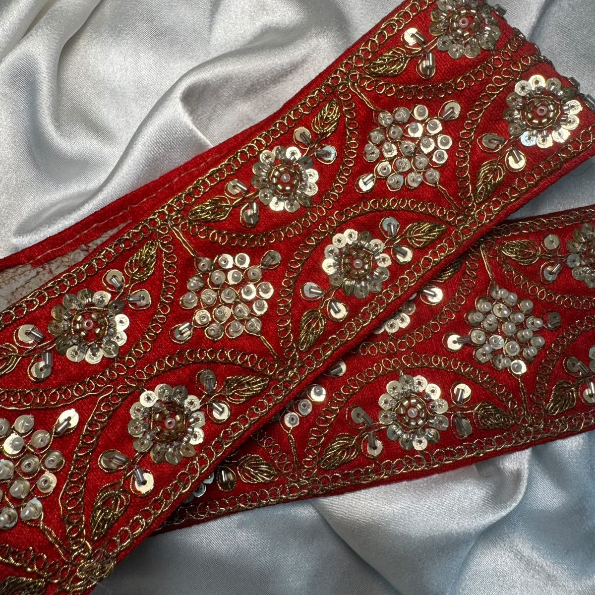 Red lace Bridal Designer Machine Work Border