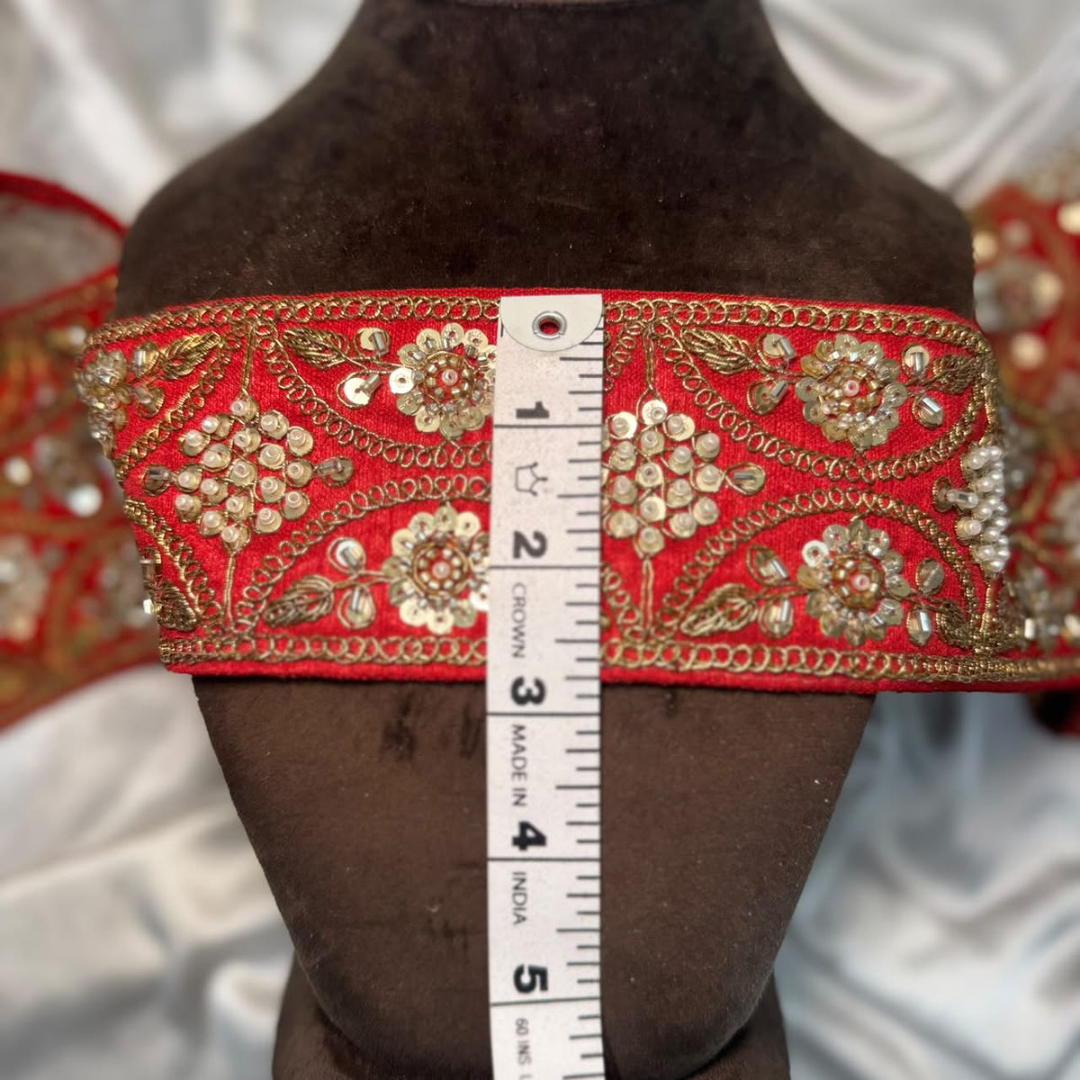 Red lace Bridal Designer Machine Work Border