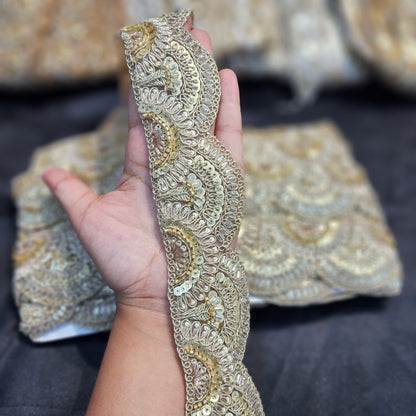Golden Color Machine work designer Lace