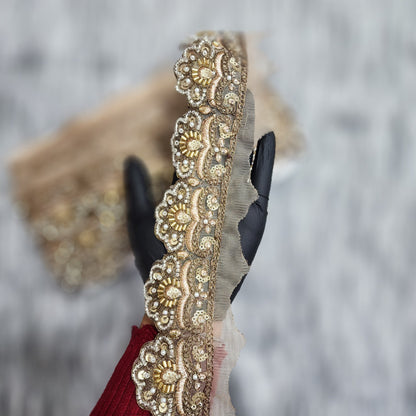 Katdana and Beads work Designer Machine work Lace