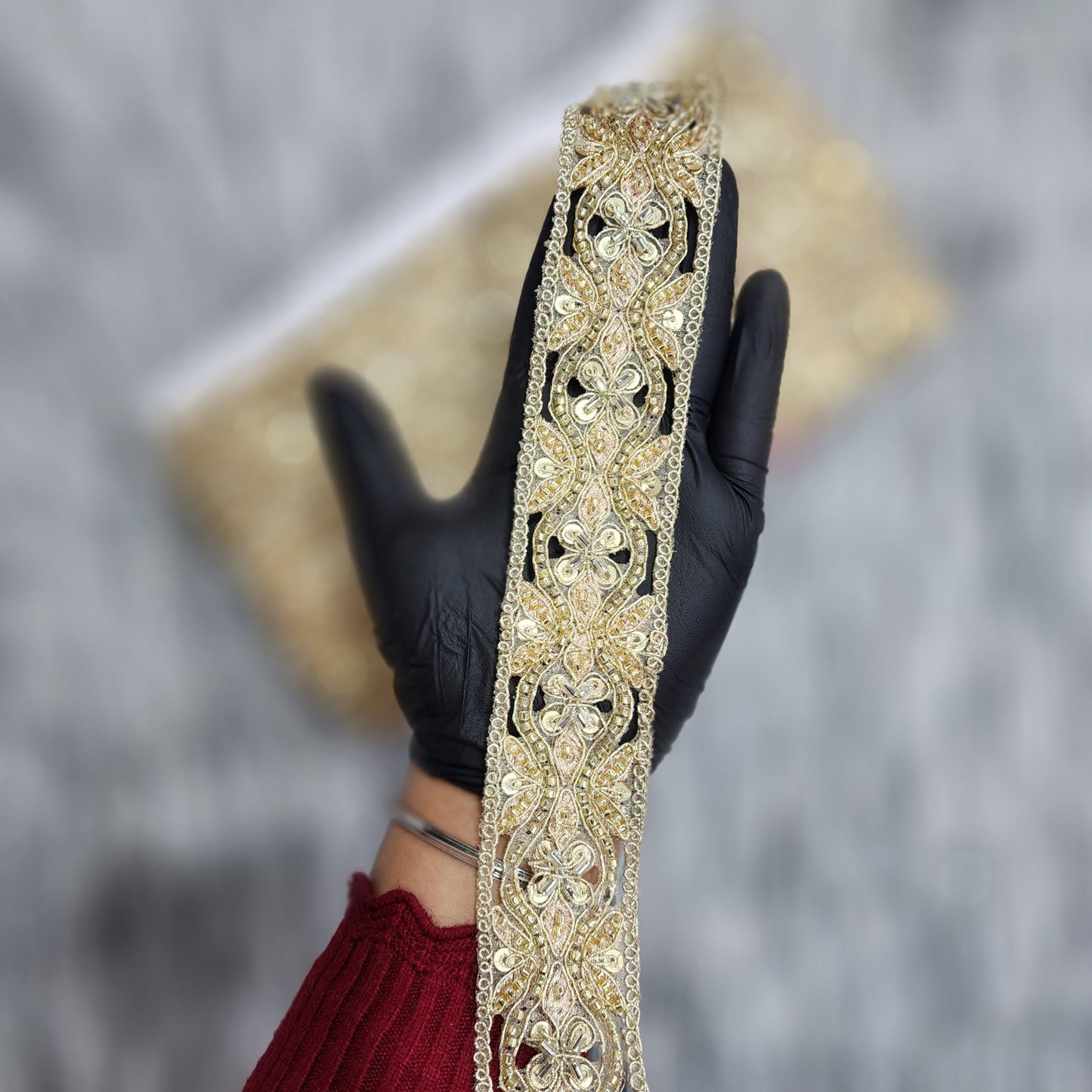 Katdana work Straight Machine work Border lace