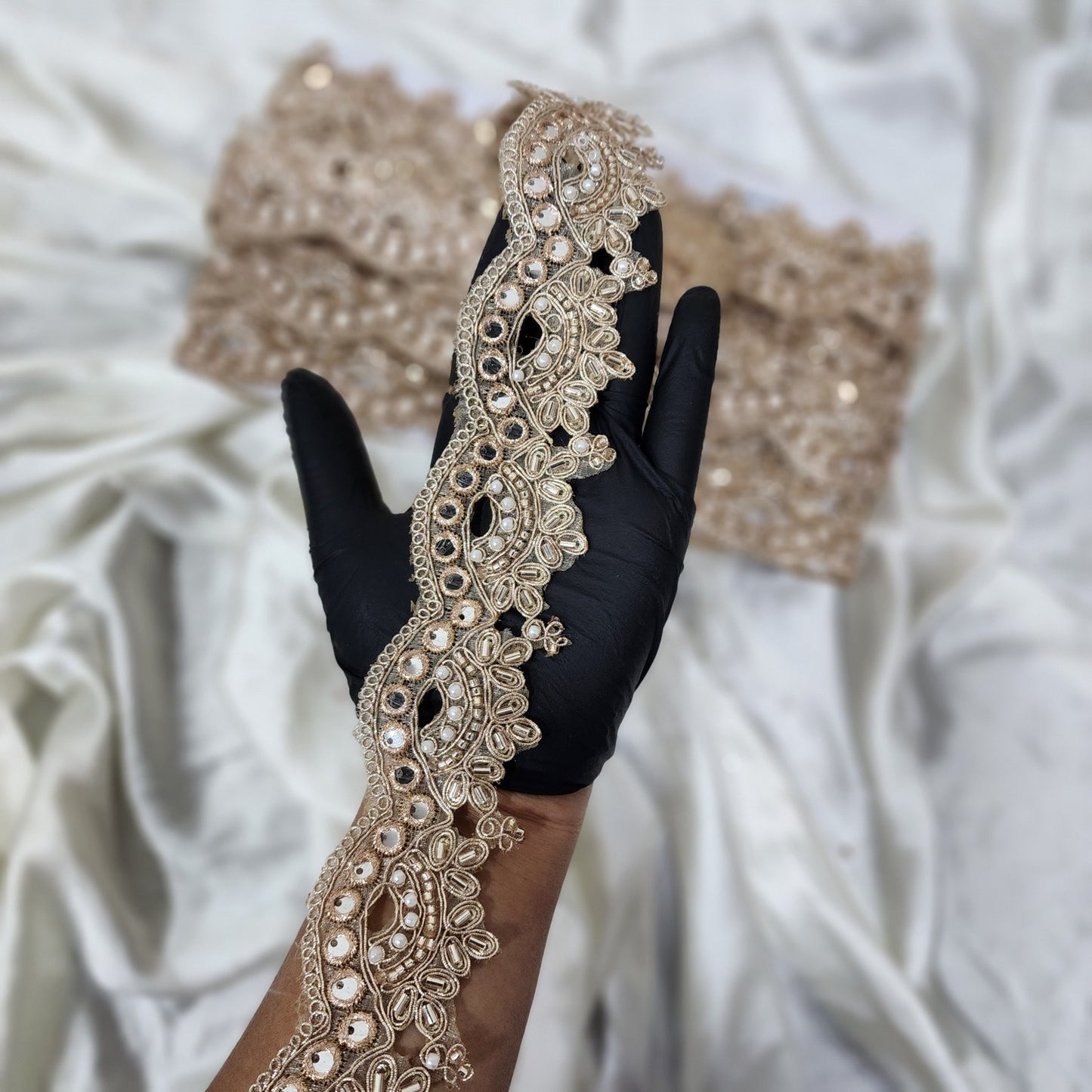 Beads and Patra work Scallop Lace Border