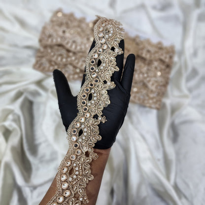 Beads and Patra work Scallop Lace Border