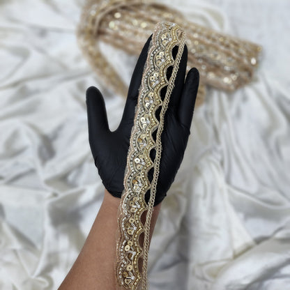 Designer Beads and Cutdana work Lace Border