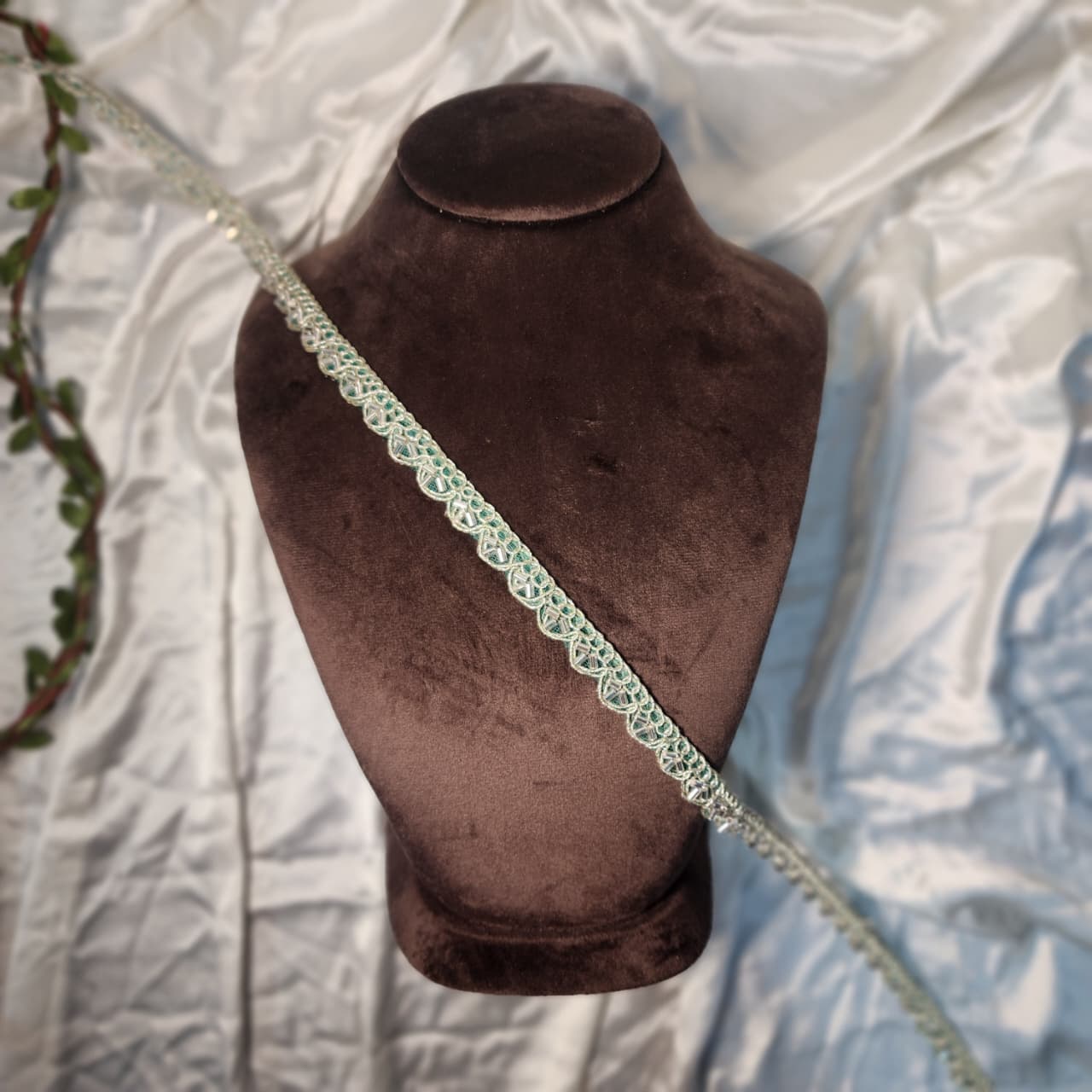 Colorful Beads Work Cutwork Lace