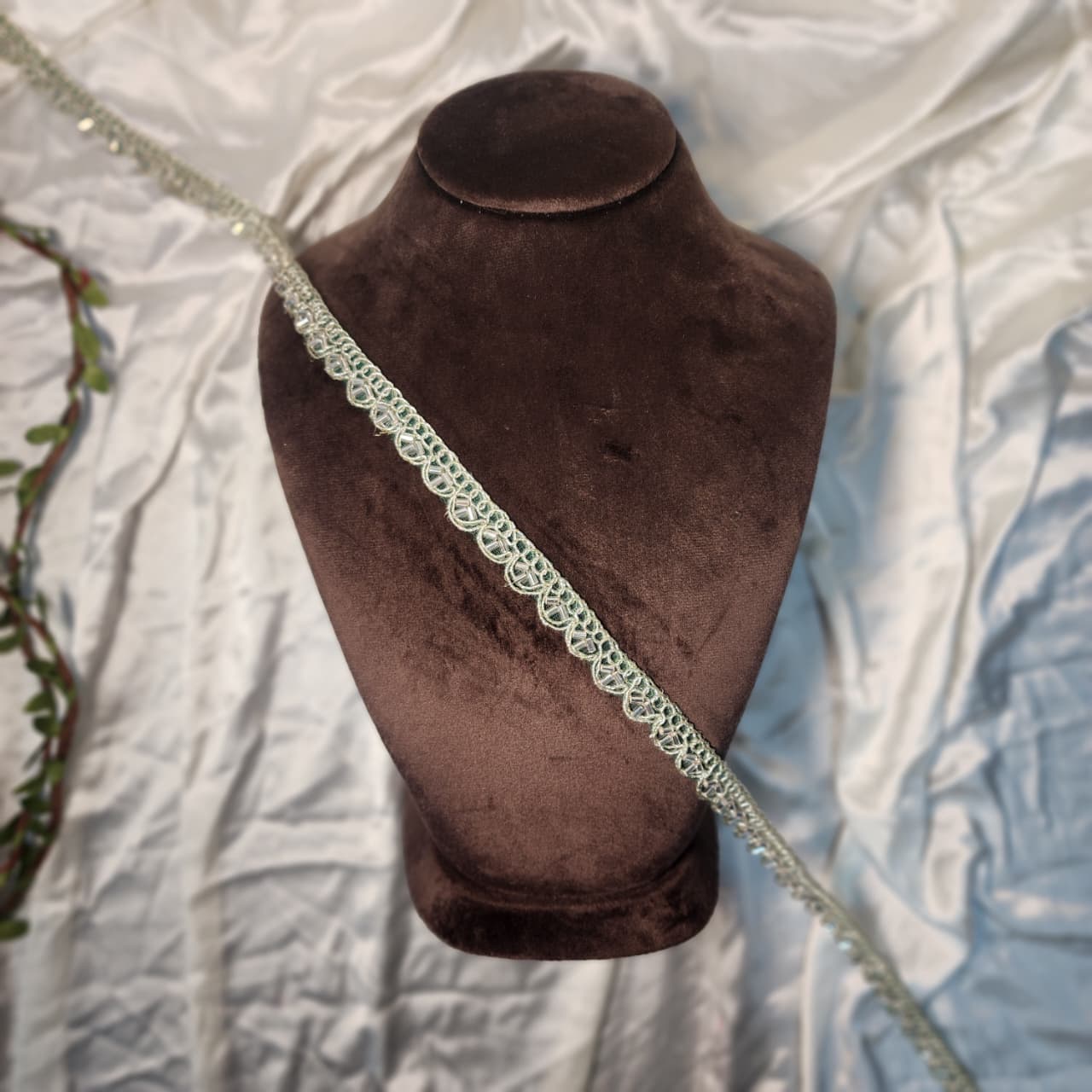 Colorful Beads Work Cutwork Lace