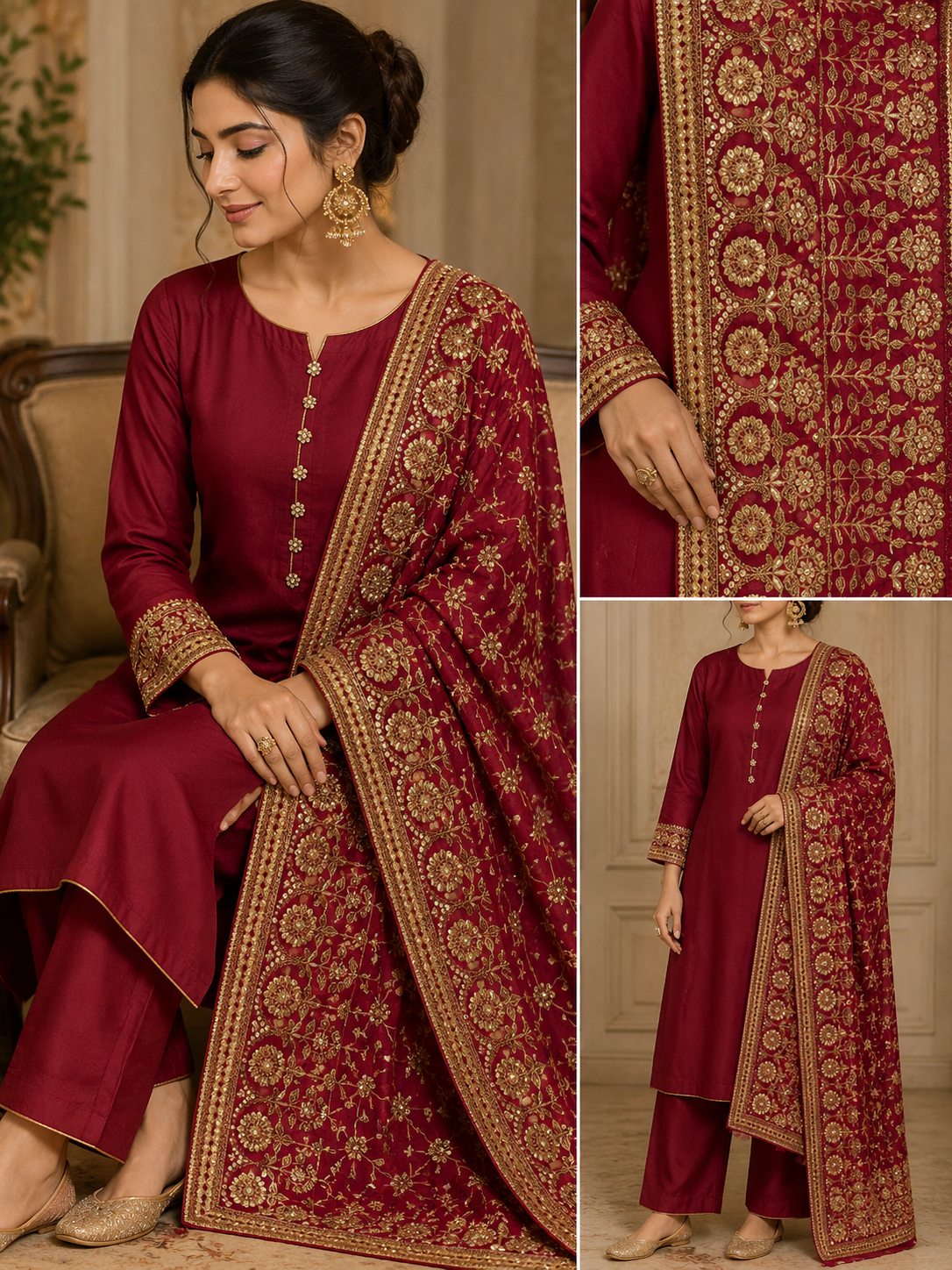 Maroon Rich, traditional aesthetic with a royal appeal