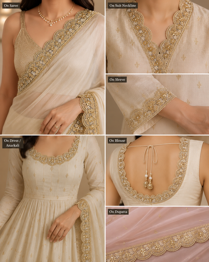 Designer Lace Border with Cutdana Beads
