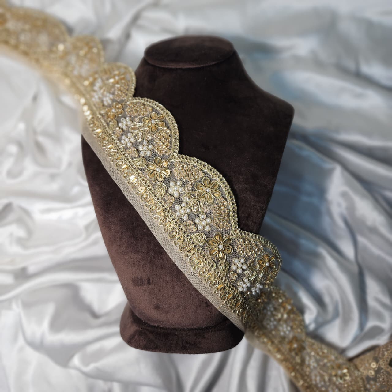 Designer Lace Border with Cutdana Beads