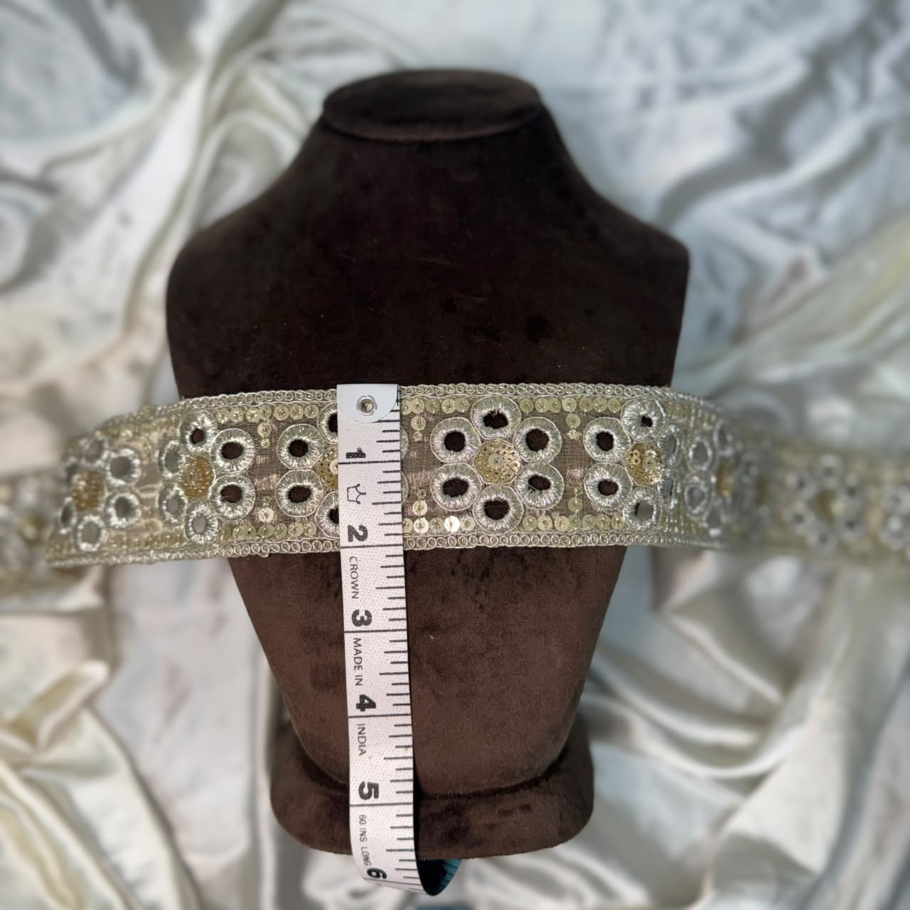 Designer circle Machine work Embroidered lace