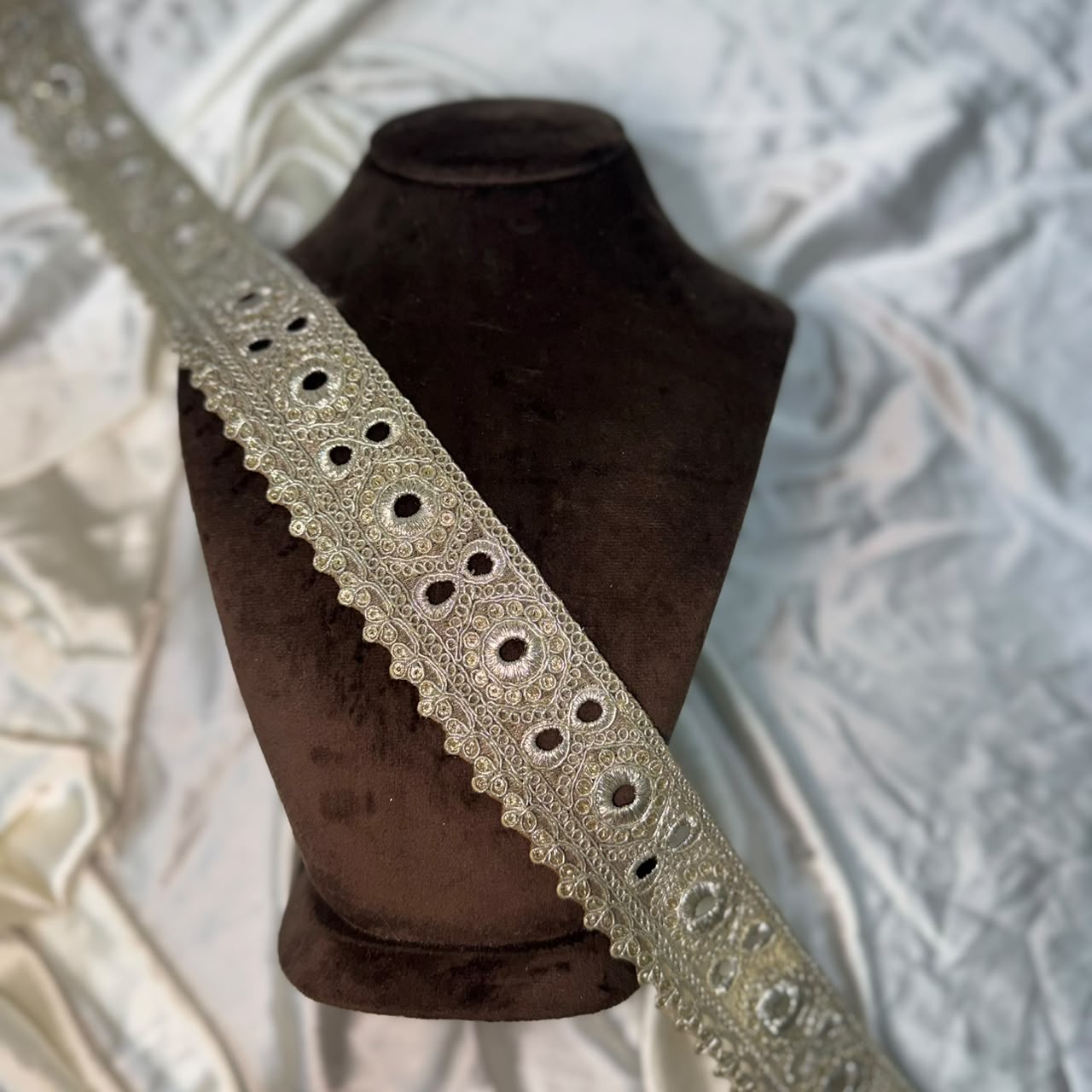 Designer circle Machine work Embroidered lace