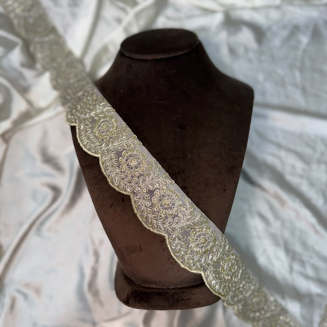 Bridal Floral Machine work Embroidered Lace