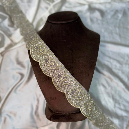Bridal Floral Machine work Embroidered Lace