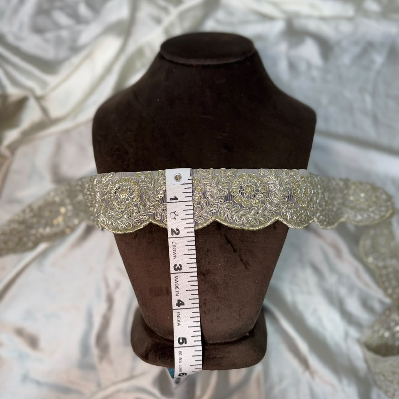 Bridal Floral Machine work Embroidered Lace