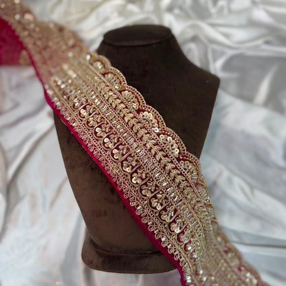 Designer Gold Beaded Embroidery Lace Trim for Ethnic Wear