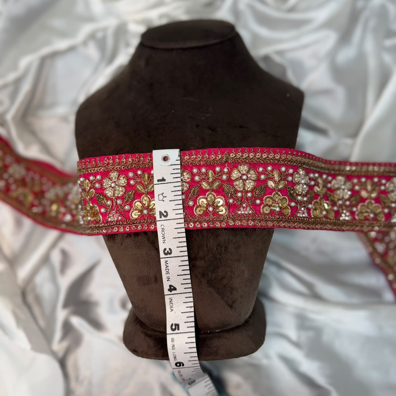 Designer Magenta Ethnic Zari Embellished Lace Trim