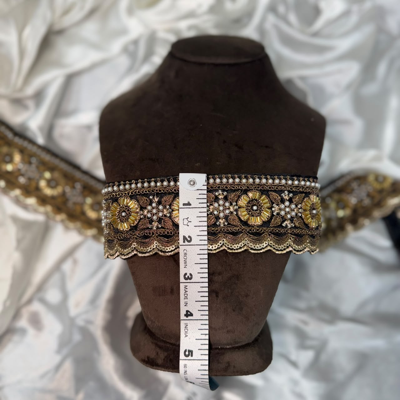 Premium Black Handcrafted Zardozi Lace Trim for Bridal Wear