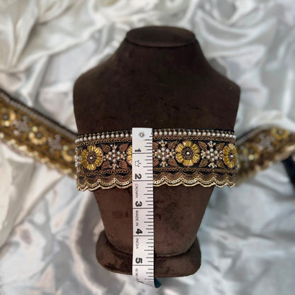 Premium Black Handcrafted Zardozi Lace Trim for Bridal Wear