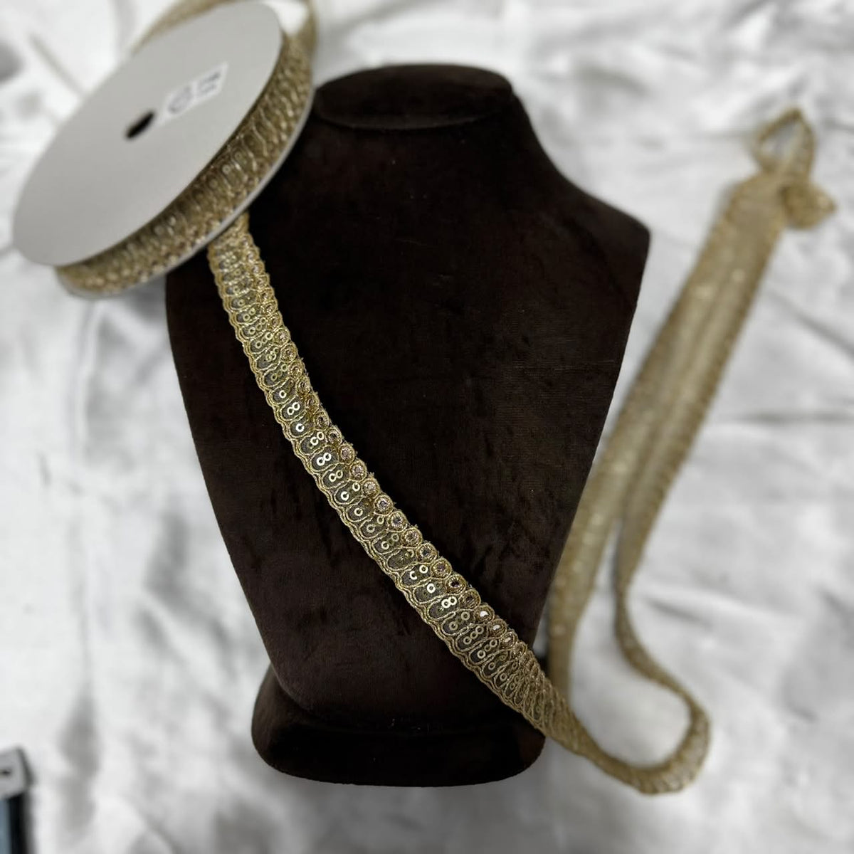 Designer Golden Sequin Work Border Lace