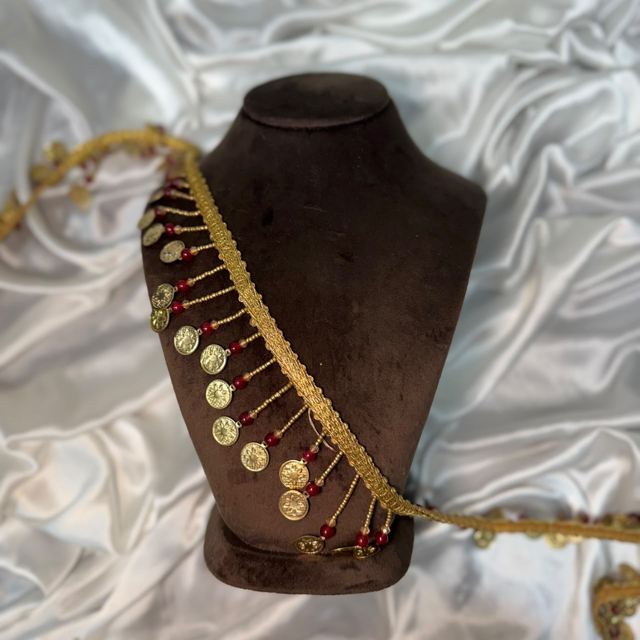 Metal coin and beads work Tassel Lace Border