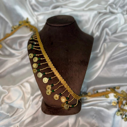 Metal coin and beads work Tassel Lace Border