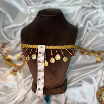 Metal coin and beads work Tassel Lace Border
