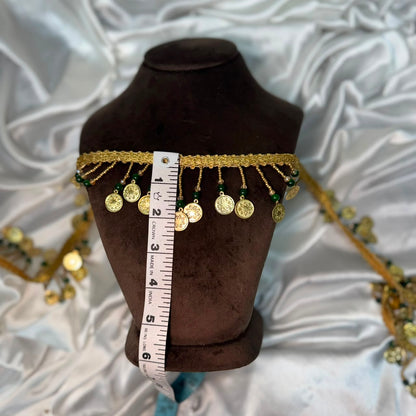 Metal coin and beads work Tassel Lace Border