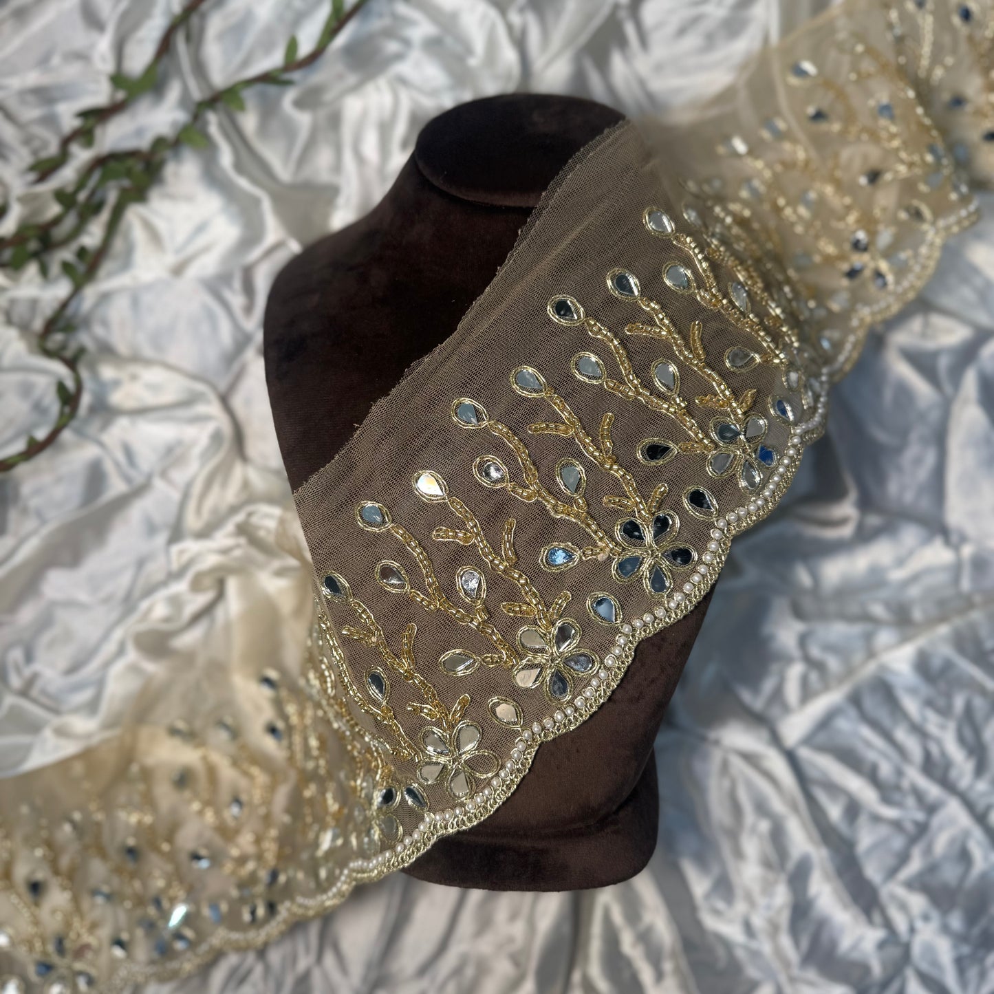Katdana and Mirror work Net Base Lace