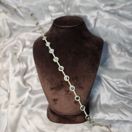 Green & Silver Dual Color Patra/Plastic Mirror Lace Border