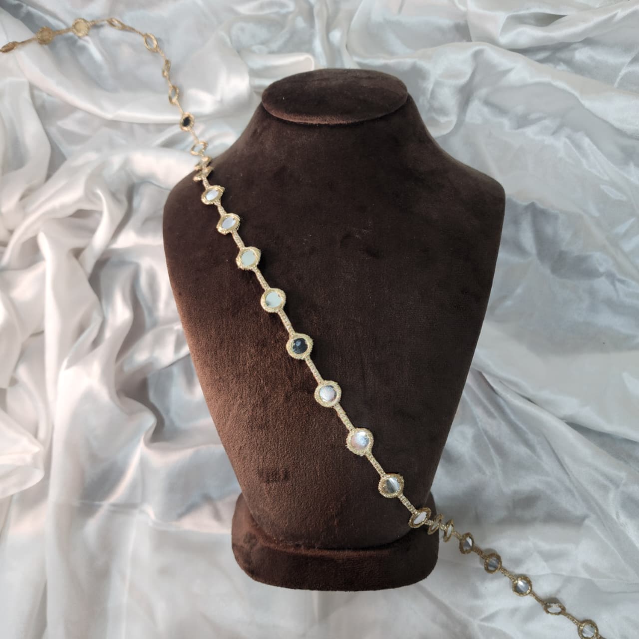 Golden Color Patra/Plastic Mirror Lace Border
