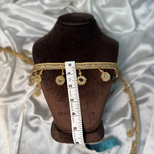 Premium Gold Mirror Dangle Embroidered Lace Border