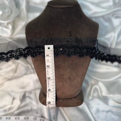 Black Handcrafted Beaded Dress Lace