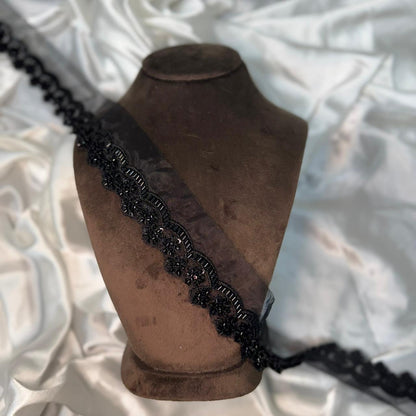 Black Handcrafted Beaded Dress Lace
