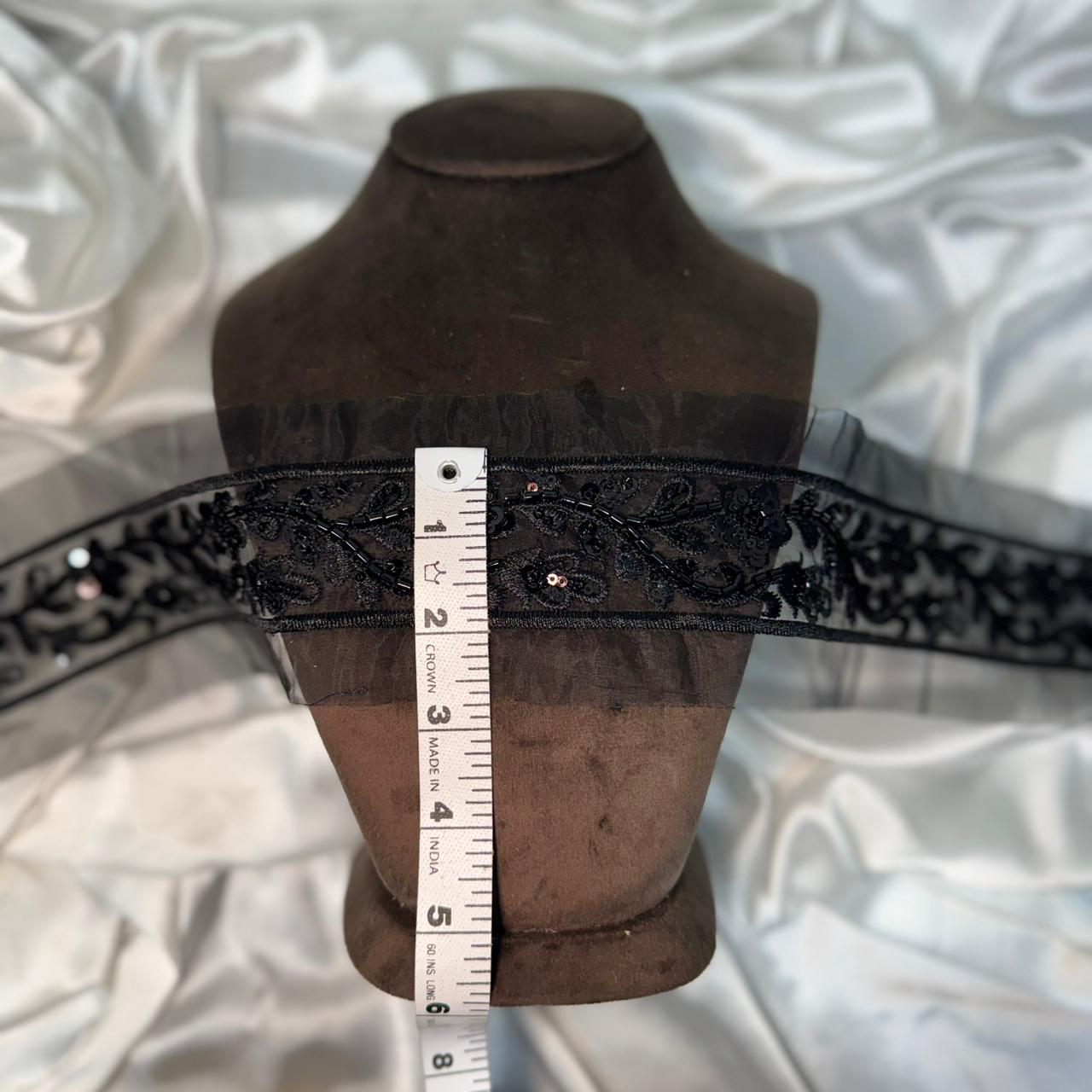 Designer Black Floral Cutdana Lace Trim