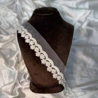 White Flower Embroidery Lace Trim Border