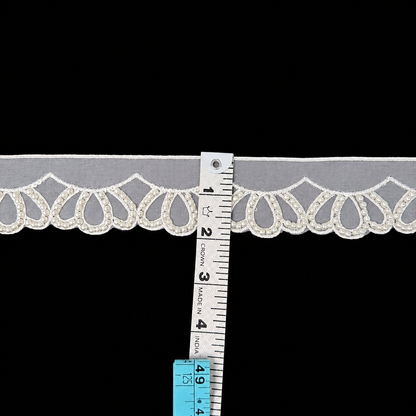 Elegant Pearl white beads Organza Lace