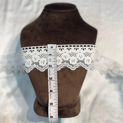 White Floral Organza Embroidered Lace Trim