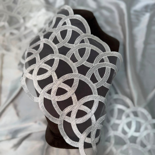 Premium White Abstract Circle Pattern Lace