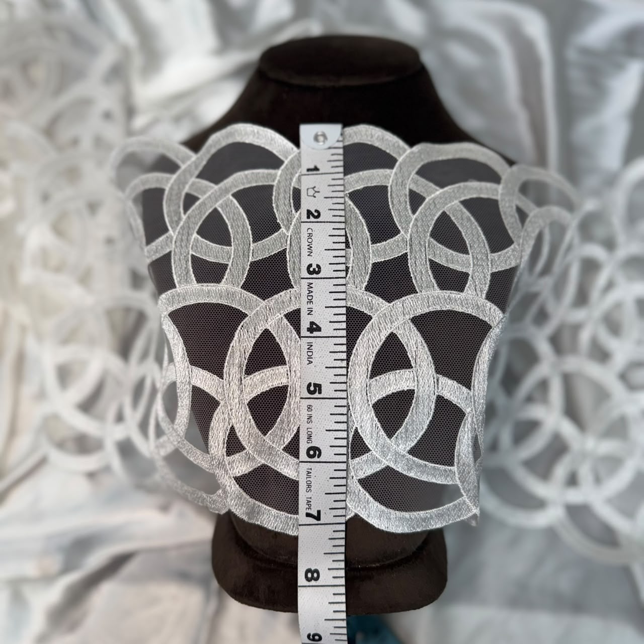 Premium White Abstract Circle Pattern Lace