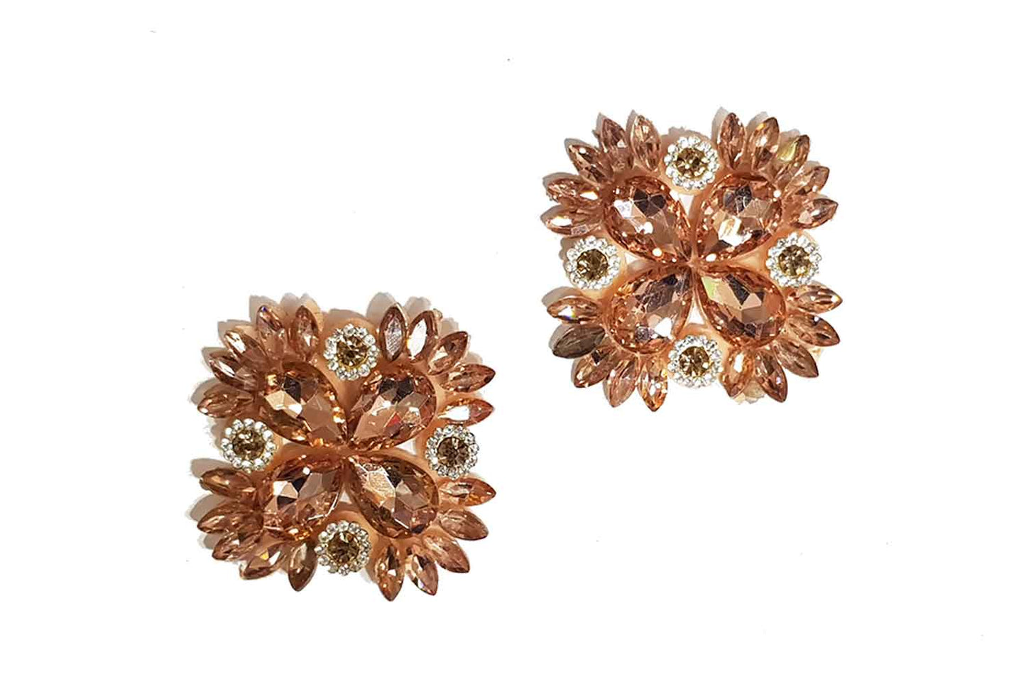 Four Petal Flower Shape Rhinestone Work Fancy Patch Appliques