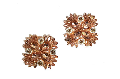 Four Petal Flower Shape Rhinestone Work Fancy Patch Appliques