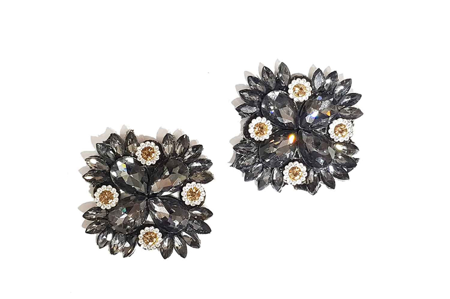 Four Petal Flower Shape Rhinestone Work Fancy Patch Appliques