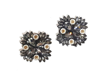 Four Petal Flower Shape Rhinestone Work Fancy Patch Appliques